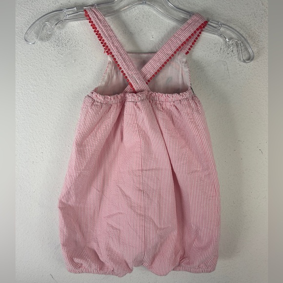 Baby Boden baby toddler GIRL watermelon seersucker outfit bib overalls 18-24 mos - Picture 5 of 8